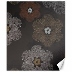 Walls Medallion Floral Grey Polka Canvas 20  X 24   by Mariart