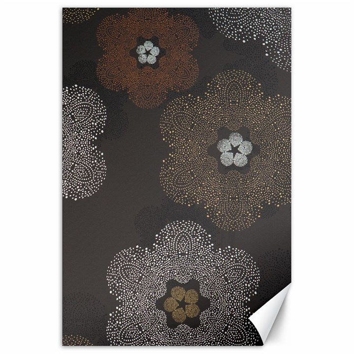 Walls Medallion Floral Grey Polka Canvas 20  x 30  