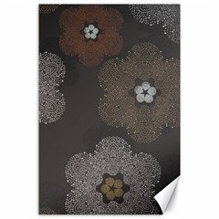 Walls Medallion Floral Grey Polka Canvas 24  X 36  by Mariart