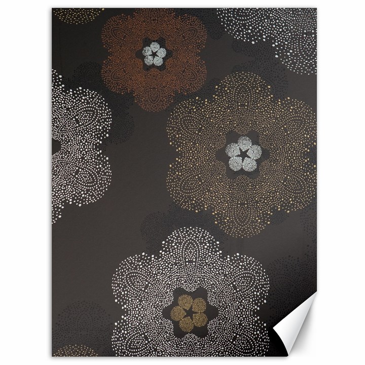 Walls Medallion Floral Grey Polka Canvas 36  x 48  