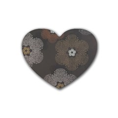 Walls Medallion Floral Grey Polka Rubber Coaster (heart) 