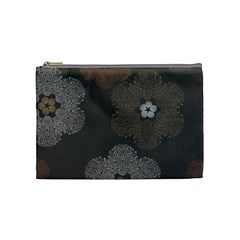 Walls Medallion Floral Grey Polka Cosmetic Bag (medium)  by Mariart