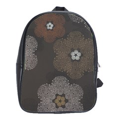 Walls Medallion Floral Grey Polka School Bags(large)  by Mariart