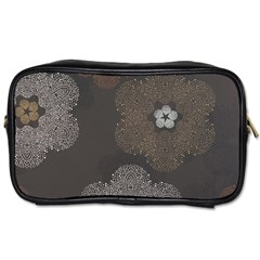 Walls Medallion Floral Grey Polka Toiletries Bags 2-side by Mariart