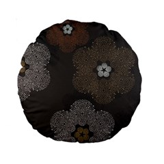 Walls Medallion Floral Grey Polka Standard 15  Premium Round Cushions by Mariart