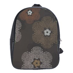 Walls Medallion Floral Grey Polka School Bags (xl)  by Mariart