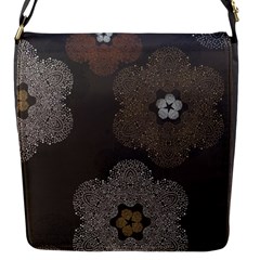 Walls Medallion Floral Grey Polka Flap Messenger Bag (s) by Mariart