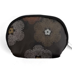 Walls Medallion Floral Grey Polka Accessory Pouches (medium)  by Mariart