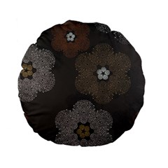 Walls Medallion Floral Grey Polka Standard 15  Premium Flano Round Cushions by Mariart