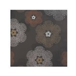 Walls Medallion Floral Grey Polka Small Satin Scarf (Square) Front