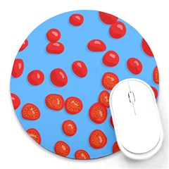 Tomatoes Fruite Slice Red Round Mousepads by Mariart