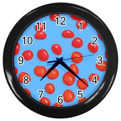 Tomatoes Fruite Slice Red Wall Clocks (black) by Mariart