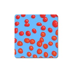 Tomatoes Fruite Slice Red Square Magnet by Mariart