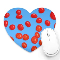 Tomatoes Fruite Slice Red Heart Mousepads by Mariart