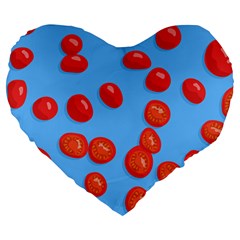 Tomatoes Fruite Slice Red Large 19  Premium Flano Heart Shape Cushions by Mariart