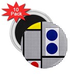 Watermark Circle Polka Dots Black Red Yellow Plaid 2.25  Magnets (10 pack)  Front