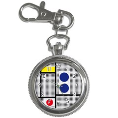 Watermark Circle Polka Dots Black Red Yellow Plaid Key Chain Watches by Mariart