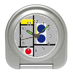 Watermark Circle Polka Dots Black Red Yellow Plaid Travel Alarm Clocks by Mariart