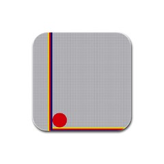 Watermark Circle Polka Dots Black Red Rubber Square Coaster (4 Pack) 