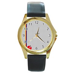 Watermark Circle Polka Dots Black Red Round Gold Metal Watch