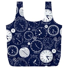 Time World Clocks Full Print Recycle Bags (l)  by Mariart