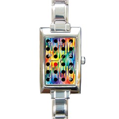 Watermark Circles Squares Polka Dots Rainbow Plaid Rectangle Italian Charm Watch