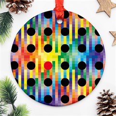 Watermark Circles Squares Polka Dots Rainbow Plaid Ornament (round) by Mariart