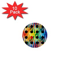 Watermark Circles Squares Polka Dots Rainbow Plaid 1  Mini Buttons (10 Pack) 