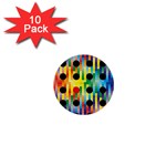 Watermark Circles Squares Polka Dots Rainbow Plaid 1  Mini Buttons (10 pack)  Front