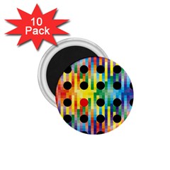 Watermark Circles Squares Polka Dots Rainbow Plaid 1 75  Magnets (10 Pack) 