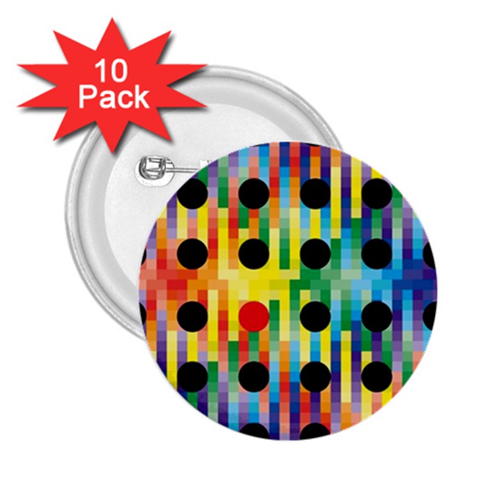 Watermark Circles Squares Polka Dots Rainbow Plaid 2.25  Buttons (10 pack) 