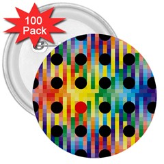 Watermark Circles Squares Polka Dots Rainbow Plaid 3  Buttons (100 Pack) 