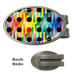 Watermark Circles Squares Polka Dots Rainbow Plaid Money Clips (oval) 