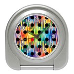 Watermark Circles Squares Polka Dots Rainbow Plaid Travel Alarm Clocks Front