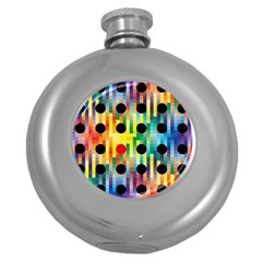 Watermark Circles Squares Polka Dots Rainbow Plaid Round Hip Flask (5 Oz) by Mariart