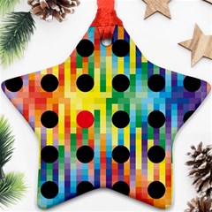 Watermark Circles Squares Polka Dots Rainbow Plaid Star Ornament (two Sides)