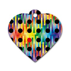 Watermark Circles Squares Polka Dots Rainbow Plaid Dog Tag Heart (two Sides) by Mariart