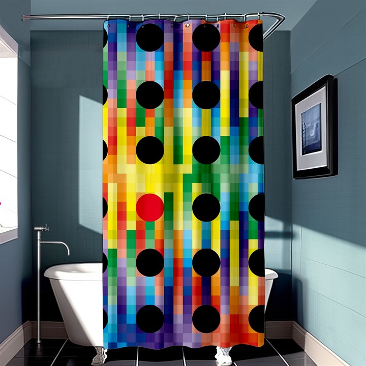 Watermark Circles Squares Polka Dots Rainbow Plaid Shower Curtain 36  x 72  (Stall) 