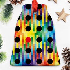 Watermark Circles Squares Polka Dots Rainbow Plaid Ornament (bell)