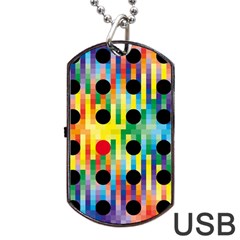 Watermark Circles Squares Polka Dots Rainbow Plaid Dog Tag Usb Flash (two Sides) by Mariart