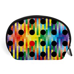 Watermark Circles Squares Polka Dots Rainbow Plaid Accessory Pouches (large) 