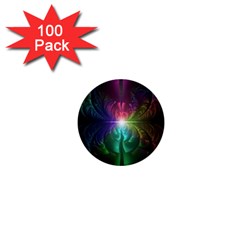 Anodized Rainbow Eyes And Metallic Fractal Flares 1  Mini Buttons (100 Pack) 