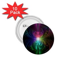 Anodized Rainbow Eyes And Metallic Fractal Flares 1 75  Buttons (10 Pack) by jayaprime