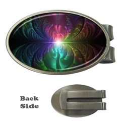 Anodized Rainbow Eyes And Metallic Fractal Flares Money Clips (oval) 