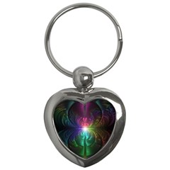 Anodized Rainbow Eyes And Metallic Fractal Flares Key Chains (heart) 