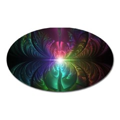 Anodized Rainbow Eyes And Metallic Fractal Flares Oval Magnet