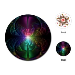 Anodized Rainbow Eyes And Metallic Fractal Flares Playing Cards (round) 