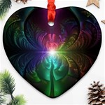 Anodized Rainbow Eyes And Metallic Fractal Flares Heart Ornament (Two Sides) Front