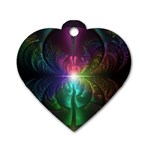 Anodized Rainbow Eyes And Metallic Fractal Flares Dog Tag Heart (One Side) Front