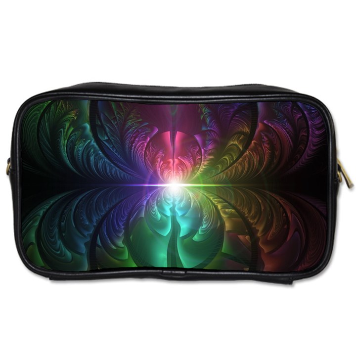 Anodized Rainbow Eyes And Metallic Fractal Flares Toiletries Bags